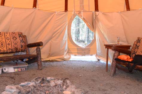 The fire pit and the tipi doorway