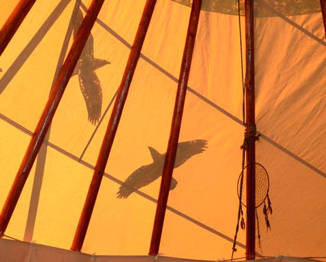 Wake up to sunshine illuminating the tipi canvas