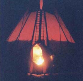 Tipi fire glow