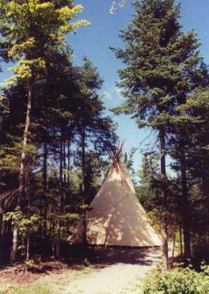 The tipi in its wooded setting