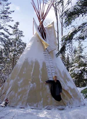 The tipi during the winter